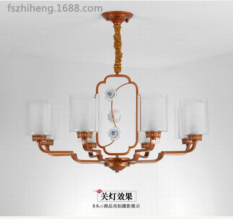 中國風(fēng)格餐廳賓館酒店客廳吊燈,書房創(chuàng)意簡約燈具古銅色_5
