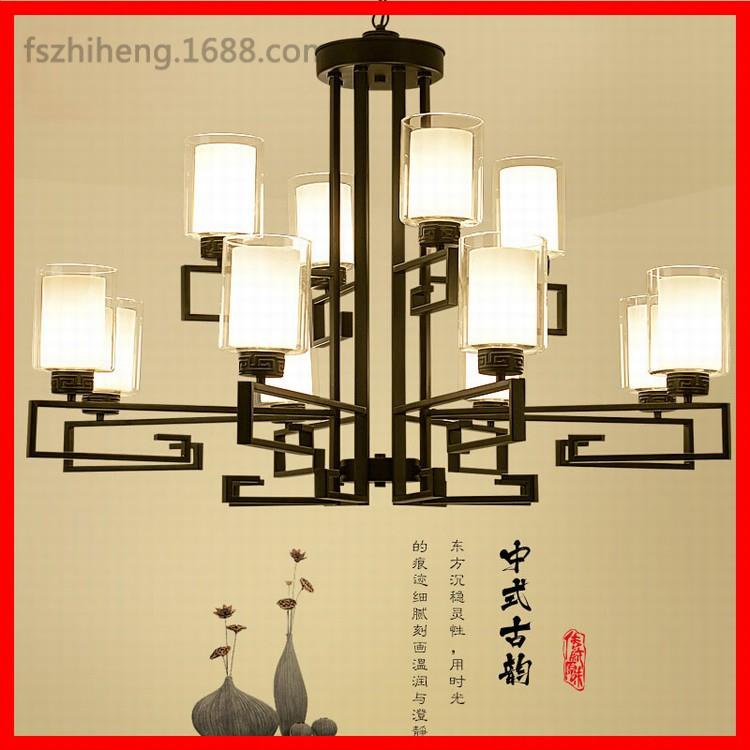 仿古复式楼梯客厅吊灯C大气ȝ铁艺茶楼灯饰灯具二层60w 